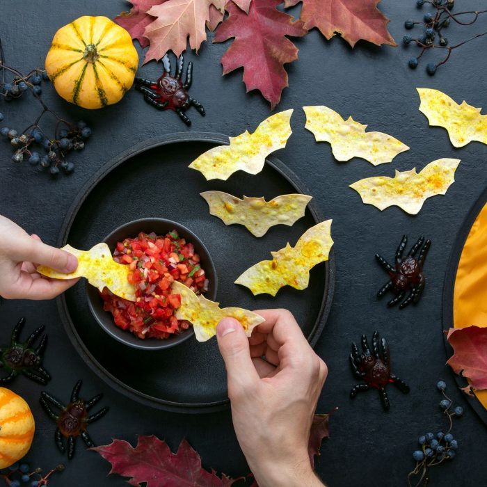 Halloween Tortillas with Tomato Salsa