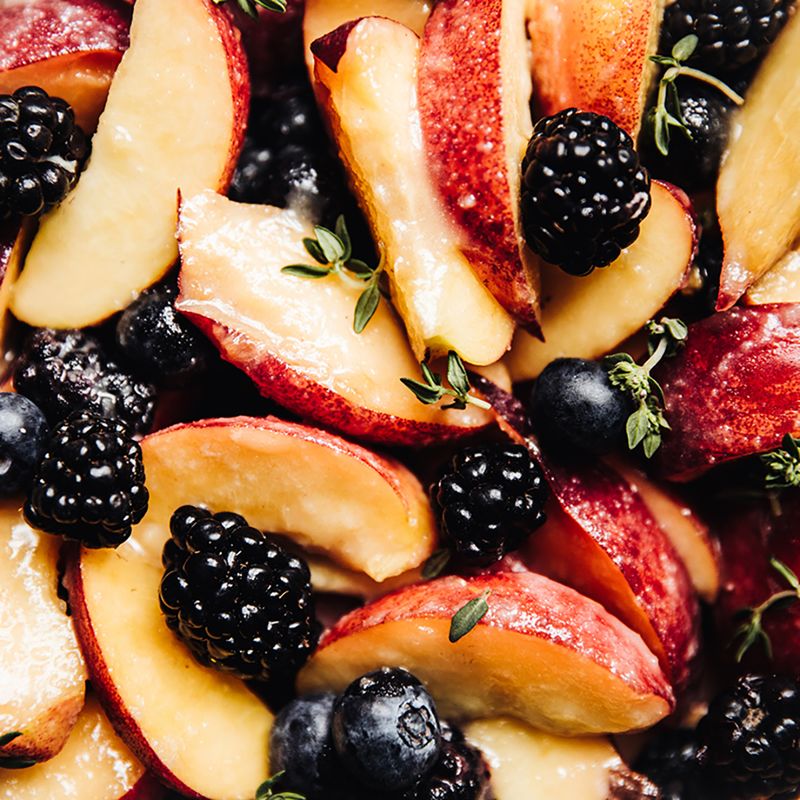 Crispy Pork Flautas with Peach Blueberry Salsa